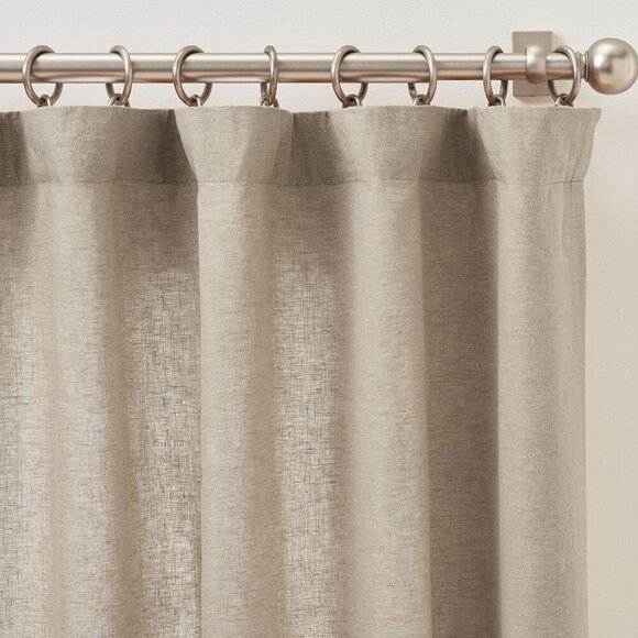 POTTERY BARN Belgian Flax Linen Unlined Curtain in Flax Size 50" W x 108" L - Picture 1 of 5
